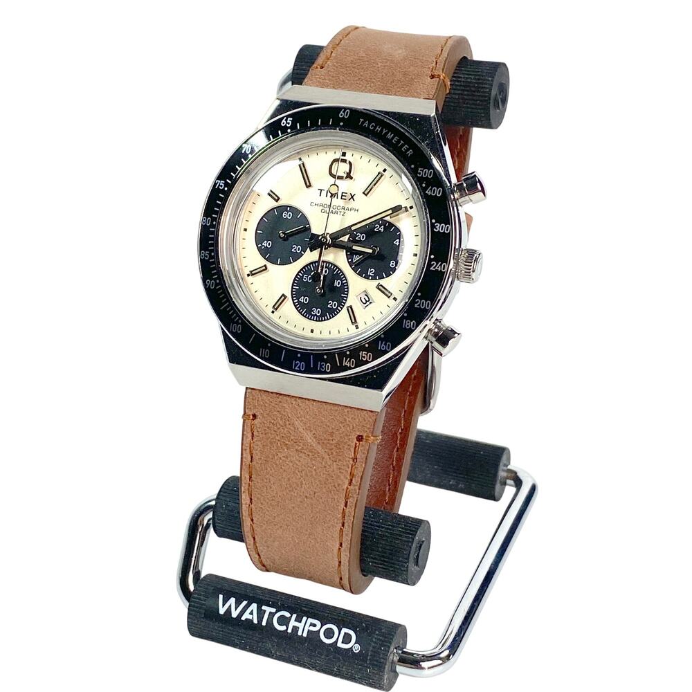 Timex Q Chronograph TW2V42800 Cream Panda Dial 40mm Tachymeter Racing Watch